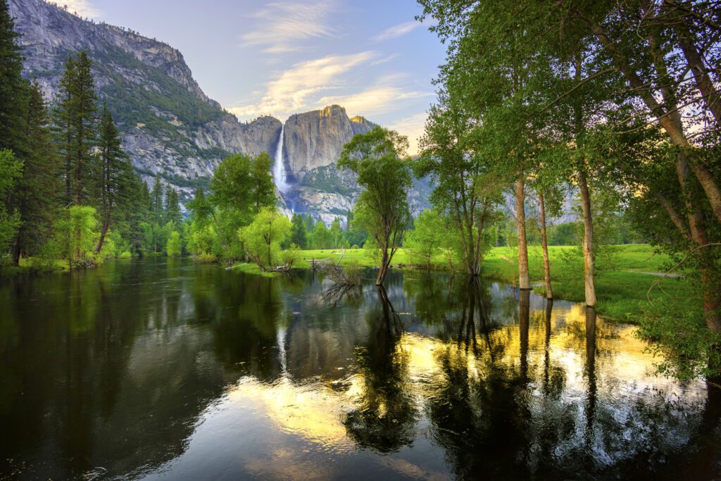 Yosemite Falls during the spring season.
